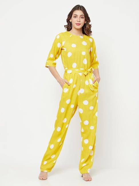 crimsoune club yellow printed jumpsuit