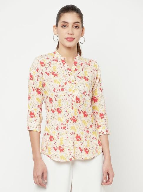 crimsoune club cream printed top