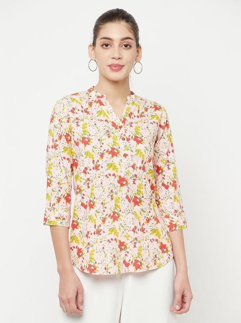 crimsoune club cream printed top