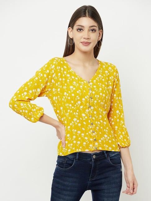 crimsoune club yellow floral print top