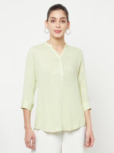 crimsoune club light green printed top