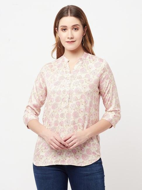 crimsoune club cream floral print top