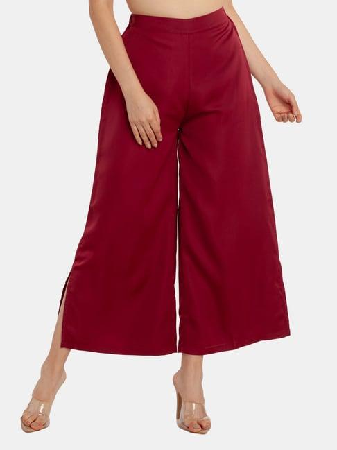 zink london maroon regular fit culottes