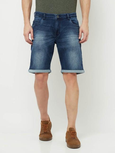 octave blue regular fit shorts