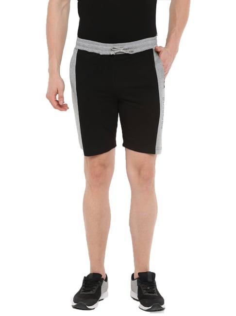 dollar black cotton regular fit colour block shorts