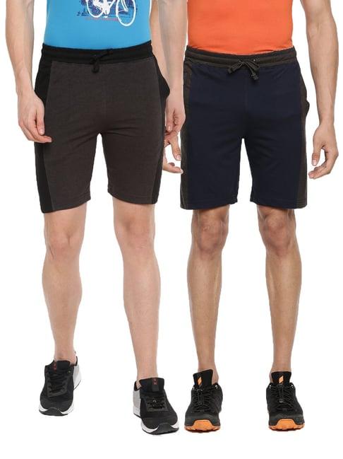 dollar mutlicolored cotton regular fit colour block shorts (pack of 2)