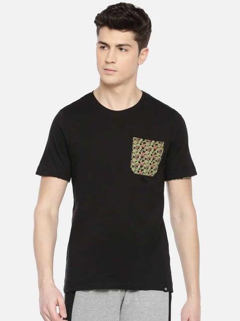 dollar black regular fit printed t-shirt