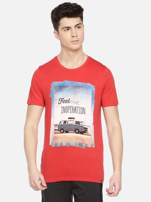 dollar red regular fit printed t-shirt