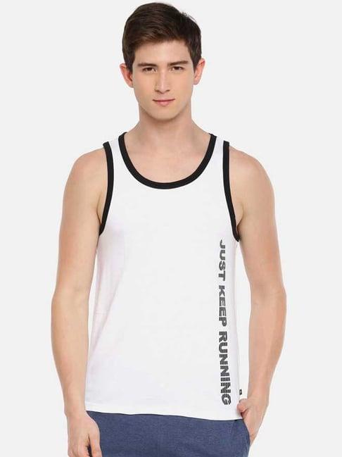 dollar white cotton regular fit printed vests