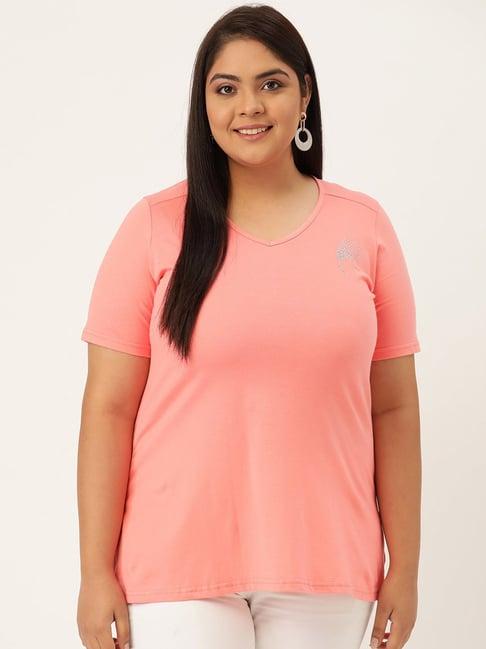 therebelinme peach v-neck t-shirt