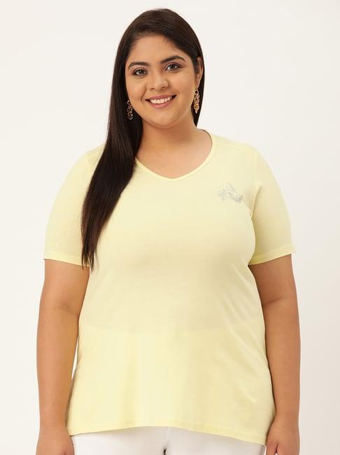 therebelinme yellow v-neck t-shirt