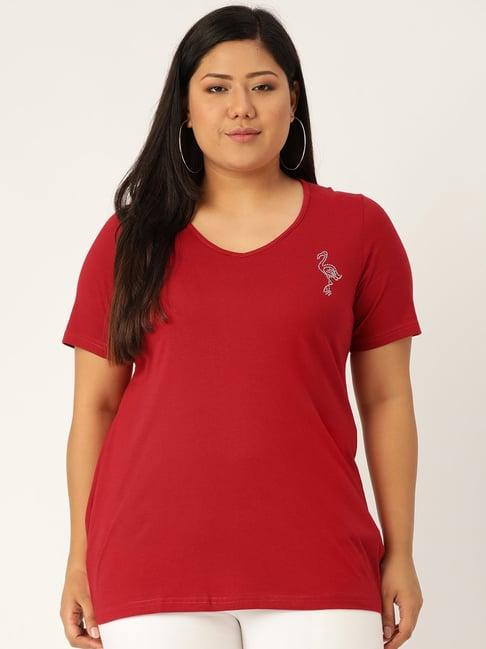 therebelinme maroon v-neck t-shirt