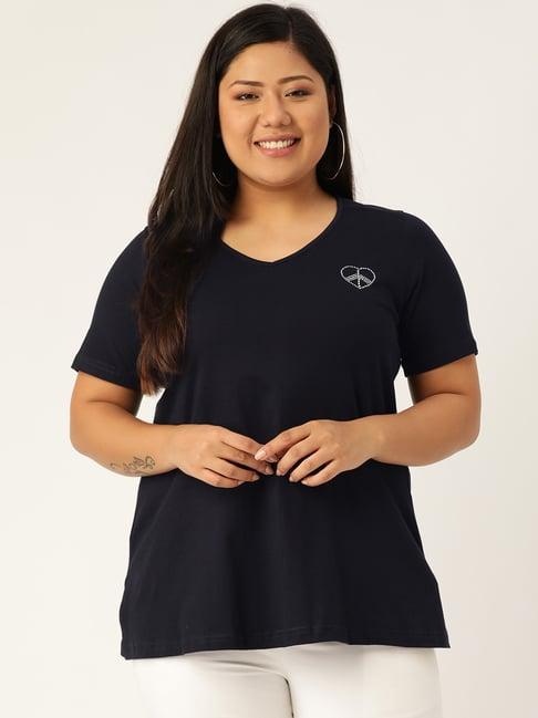 therebelinme navy v-neck t-shirt