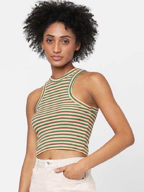 only multicolor striped crop top