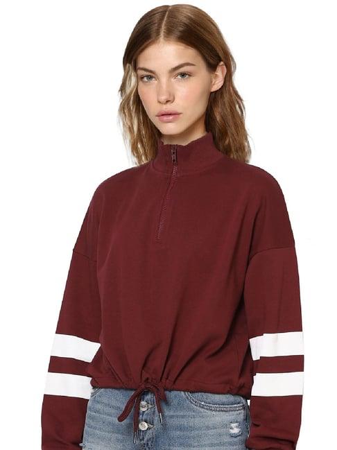 only maroon striped cotton sweatshirt