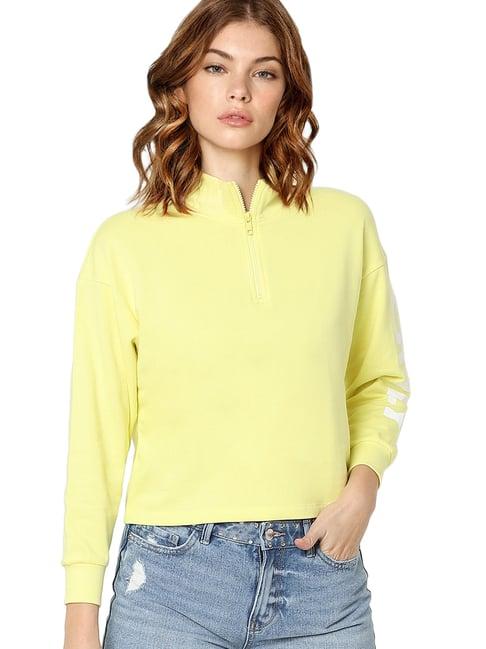 only yellow logo printed cotton sweatshirt