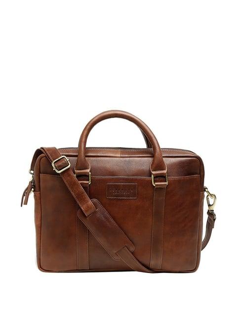 teakwood leathers brown leather medium messenger bag