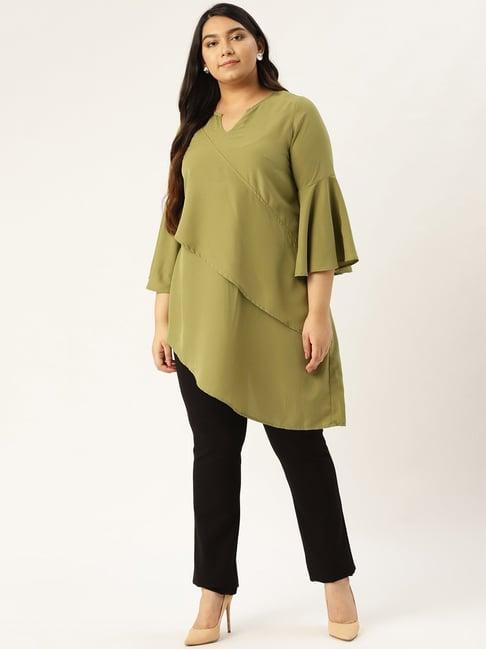 therebelinme green high low tunic