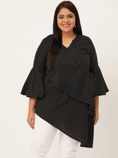 therebelinme black printed high low tunic