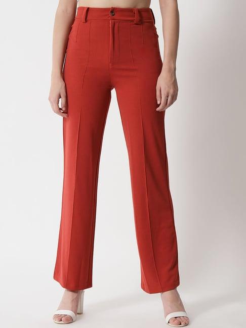 kotty rust straight fit flat front trousers