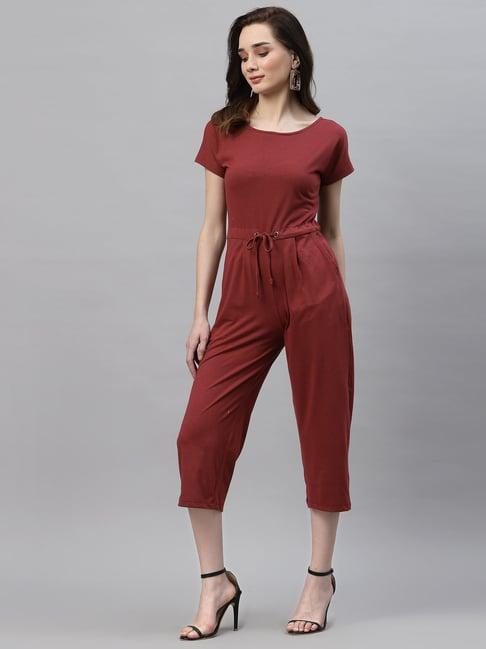 rigo maroon scoop neck jumpsuit