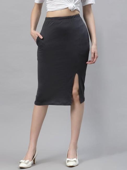 rigo grey below knee skirt