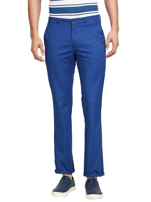 colorplus blue regular fit flat front trousers