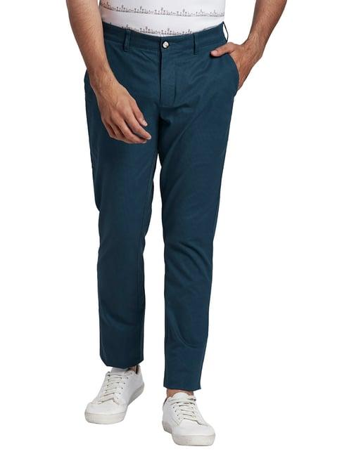 colorplus blue regular fit flat front trousers