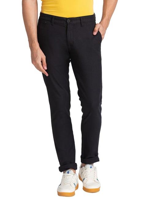 parx black tailored fit flat front trousers