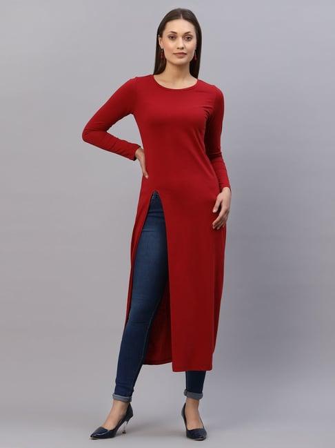 rigo maroon round neck tunic