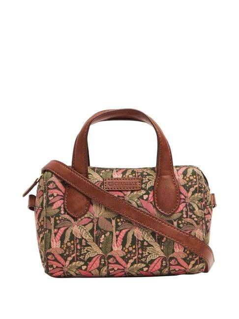 chumbak green printed medium sling handbag