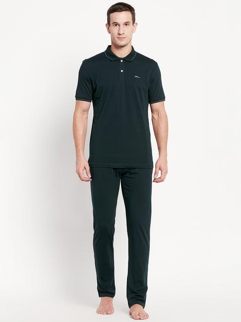 octave green regular fit t-shirt & trackpants set