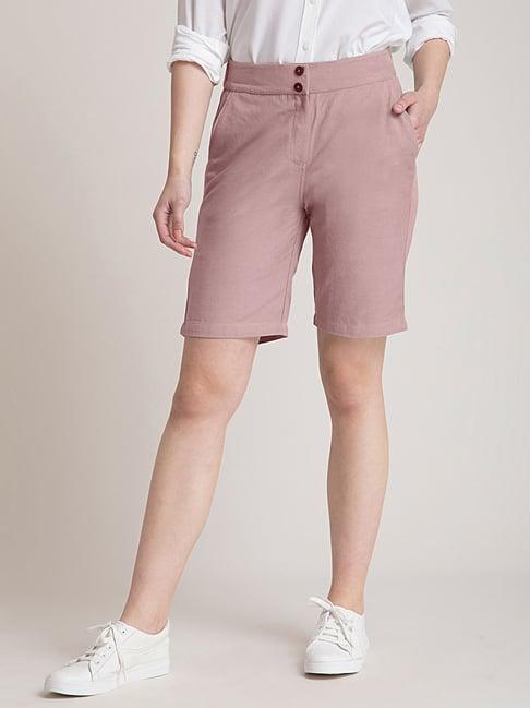 fablestreet pink cotton regular fit shorts