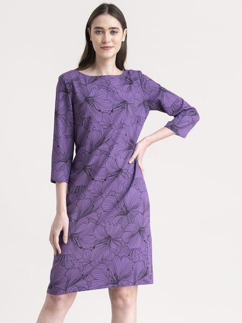 fablestreet purple floral print shift dress