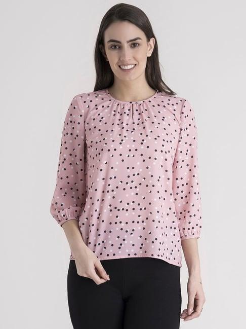 fablestreet pink polka dots top