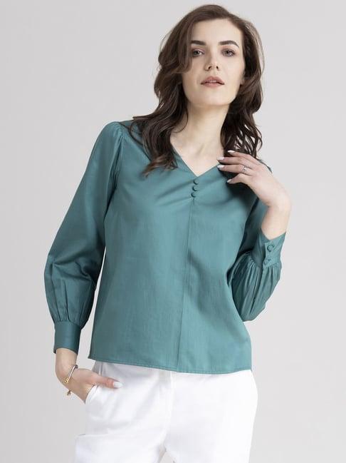 fablestreet teal blue full sleeve top