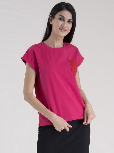 fablestreet cotton fuchsia t-shirt