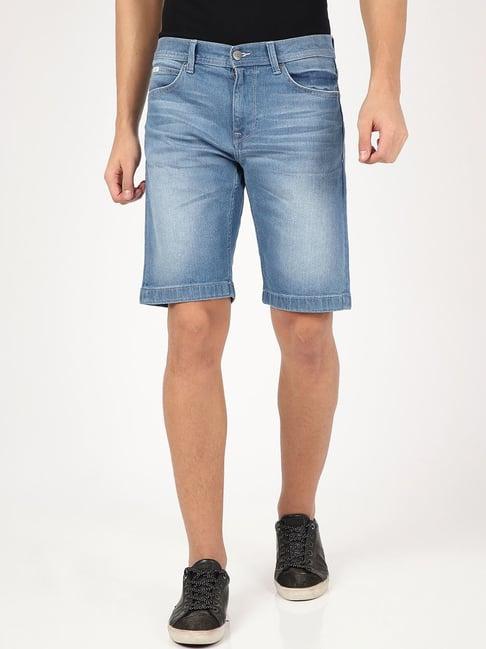 lee blue regular fit denim shorts