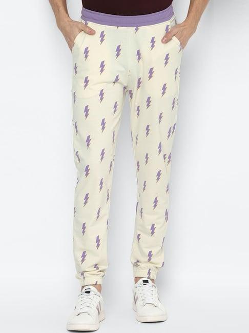 forever 21 beige regular fit printed joggers