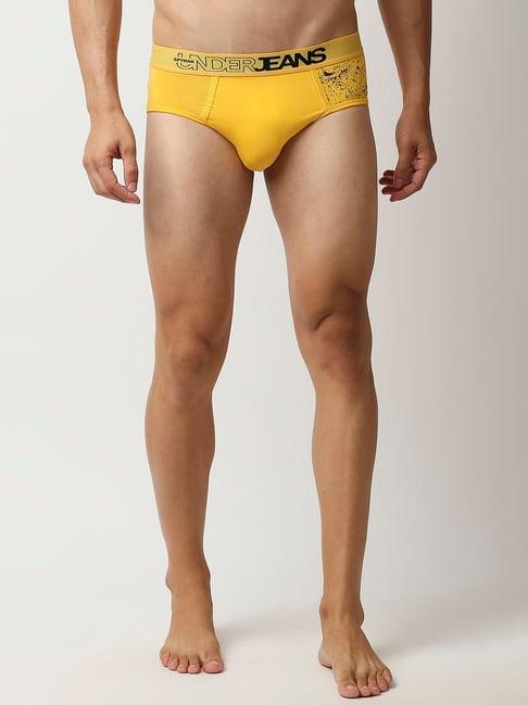 underjeans by spykar yellow printed briefs