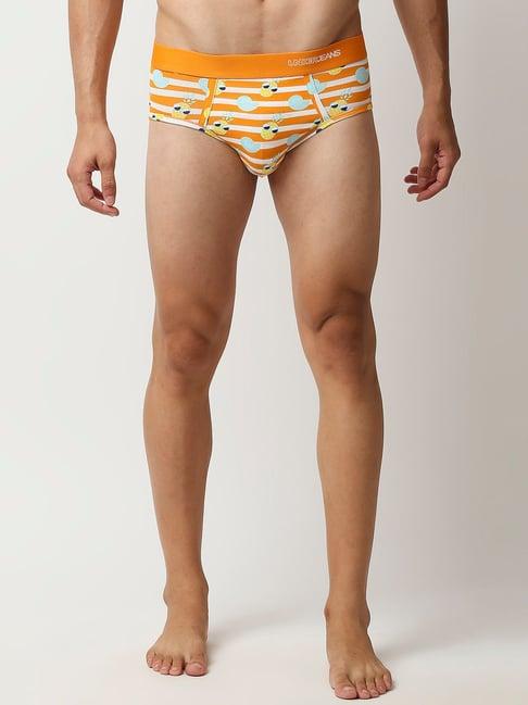 underjeans by spykar orange printed briefs