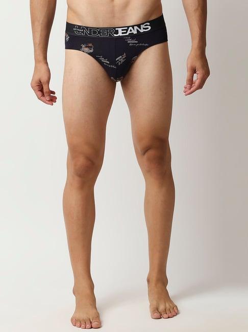 underjeans by spykar navy printed briefs