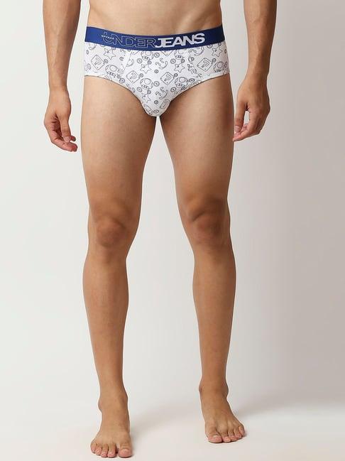 underjeans by spykar white printed briefs