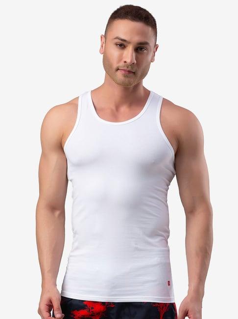 underjeans by spykar white regular fit vest