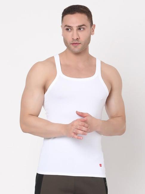 underjeans by spykar white regular fit vest