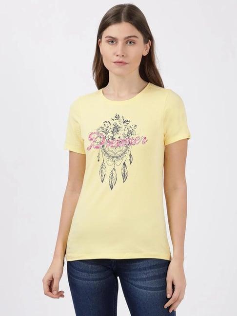 jockey yellow graphic print sports t-shirt (prints & colors may vary)