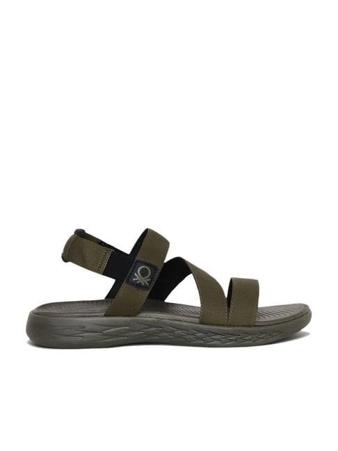 united colors of benetton men's olive green sling back sandals