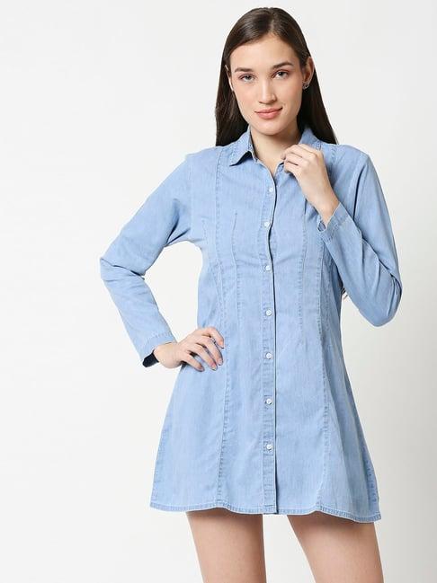 high star blue regular fit shirt dress