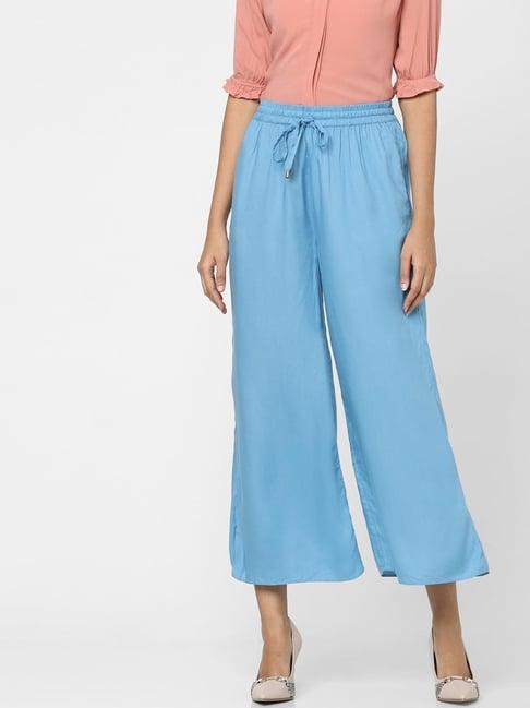 vero moda blue straight fit trousers