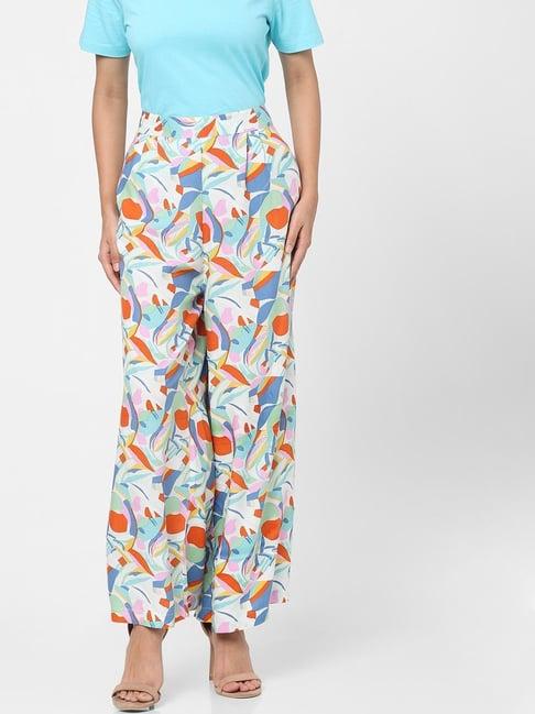 vero moda multicolor printed trousers